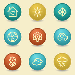 Eco web icons, retro buttons
