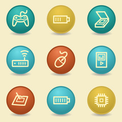 Electronics web icons, retro buttons