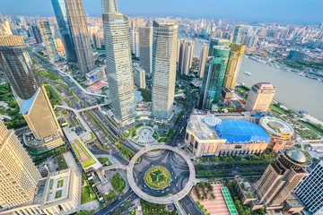 Papier Peint photo Lavable Shanghai vue aérienne de shanghai lujiazui
