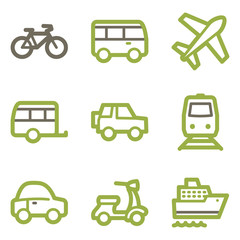 Transport icons, green line contour series