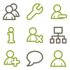 Users icons, green line contour series