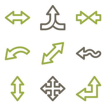 Arrows icons, green line contour series
