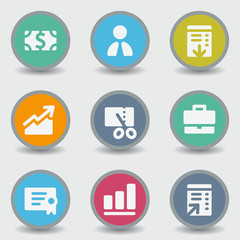 Finance web icons, color circle buttons