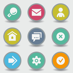 Basic web icons, color circle buttons