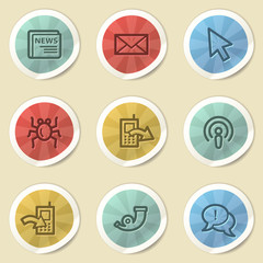 Internet web icons, color vintage stickers