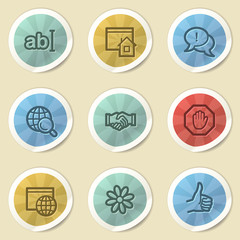 Internet web icons, color vintage stickers