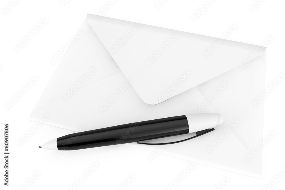 Poster mail concept with envelope and pen