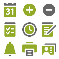 Organizer web icons set, kiwi series