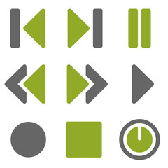 Media player web icons set, kiwi series