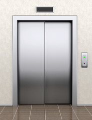 Modern elevator with closed doors © doomu