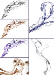 Collage of abstract smoke isolated on white