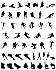 Fototapeta premium Set of winter sport silhouettes, vector