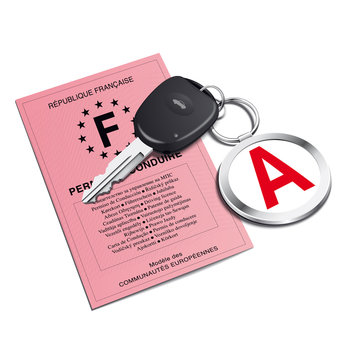 Permis de conduire avec porte-cl&eacute; jeune conducteur