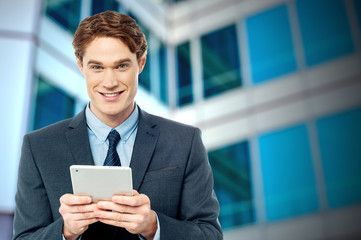 Businessman using digital tablet