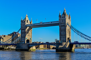 Fototapeta na wymiar Tower Bridge in London crosses River Thames
