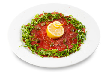 Beef Carpaccio with lemon and spring onion