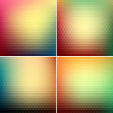 Smooth triangular colorful backgrounds set