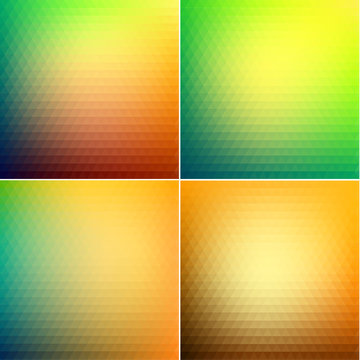 Smooth triangular colorful backgrounds set