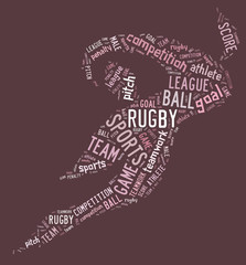 rugby football pictogram with pink wordings