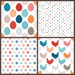 4 Seamless Pattern Easter Egg & Chicken Red/Blue © Jan Engel