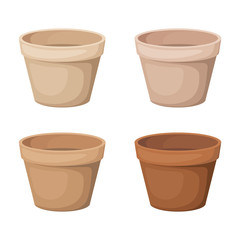 Flowerpots. Set of four vector illustrations.