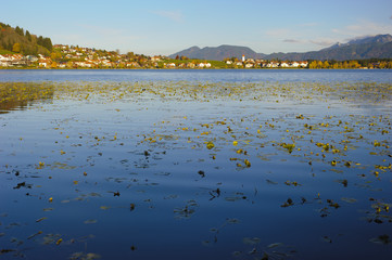 panorama landscape in Bavaria with alps mountains