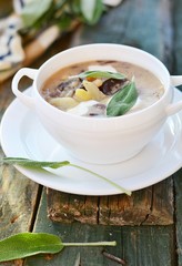 bean soup with sage leaf