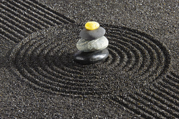 Fototapeta na wymiar Japanese ZEN garden with stone in sand