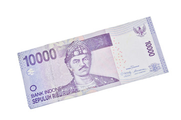 Indonesian Rupiah on a white background.