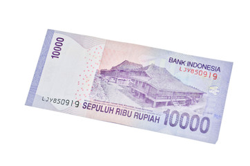 Indonesian Rupiah on a white background.