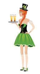 Fototapeta premium Leprechaun girl with beer