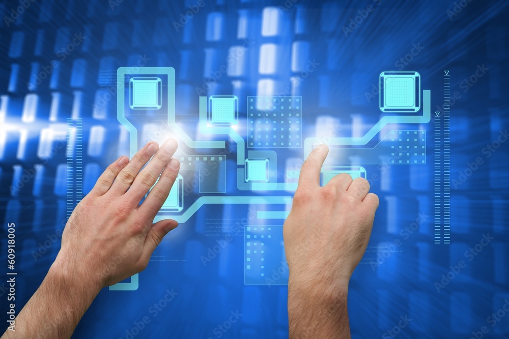 Poster Composite image of hands pointing and presenting