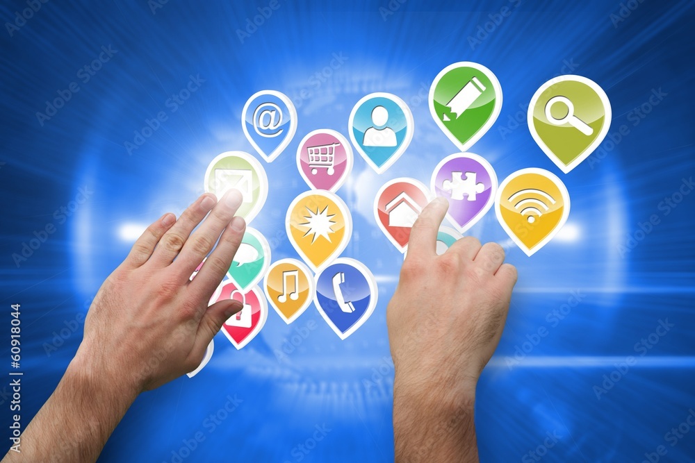 Aufkleber Composite image of hands pointing and presenting
