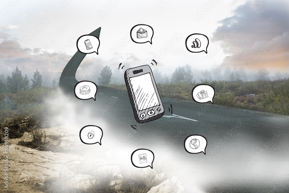 Poster composite image of smartphone applications doodle