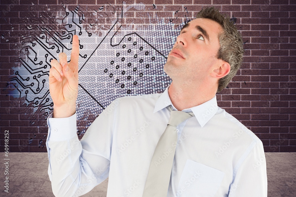 Poster Composite image of business manager pointing