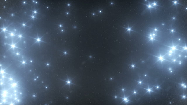 Blue Stars and Snow Falling from the Sky at Night Isolated on Bl
