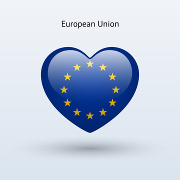 Love European Union symbol. Heart flag icon.