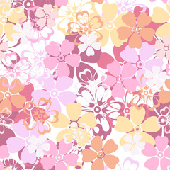 Vector seamless pattern with colorful flowers.