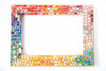 Photo frame decorated with colorful mosaic - obrazy, fototapety, plakaty