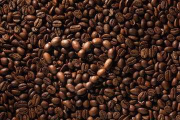Symbolic heart from coffee beans