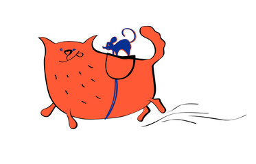 vector illustration of cat and mouse