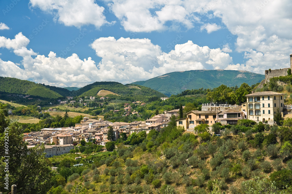 Poster Panoramic view of Foligno. Umbria. Italy.