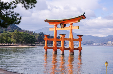 a big Torii gate at Miyajima, Japan