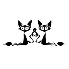 Cats - kitty tatoo, black, icon, symbol, siluet