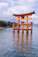 a big Torii gate at Miyajima, Japan