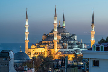 night view of Sultanahmet mosque