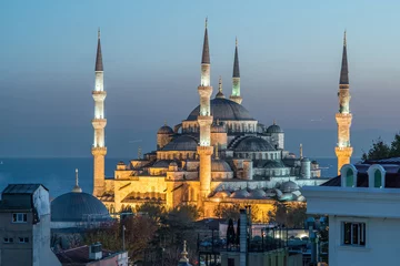 Papier Peint photo la Turquie vue nocturne de la mosquée de Sultanahmet