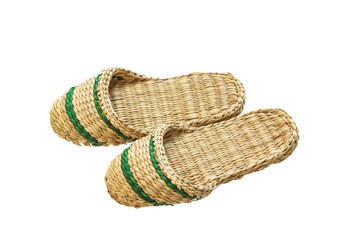 Slippers woven from straw.