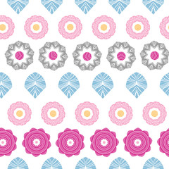Vector vibrant floral stripes seamless pattern background with