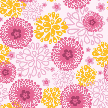 Vector pink field flowers elegant seamless pattern background